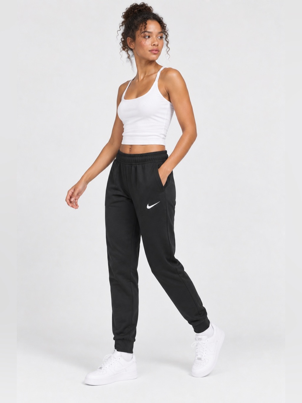 Nike Dri-FIT Tapered Logo Waistband Joggers 28" – Black – S